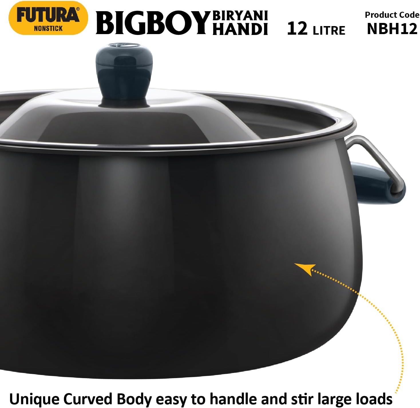 Hawkins Futura 12 Litre BigBoy Biryani Handi, Non Stick Pot