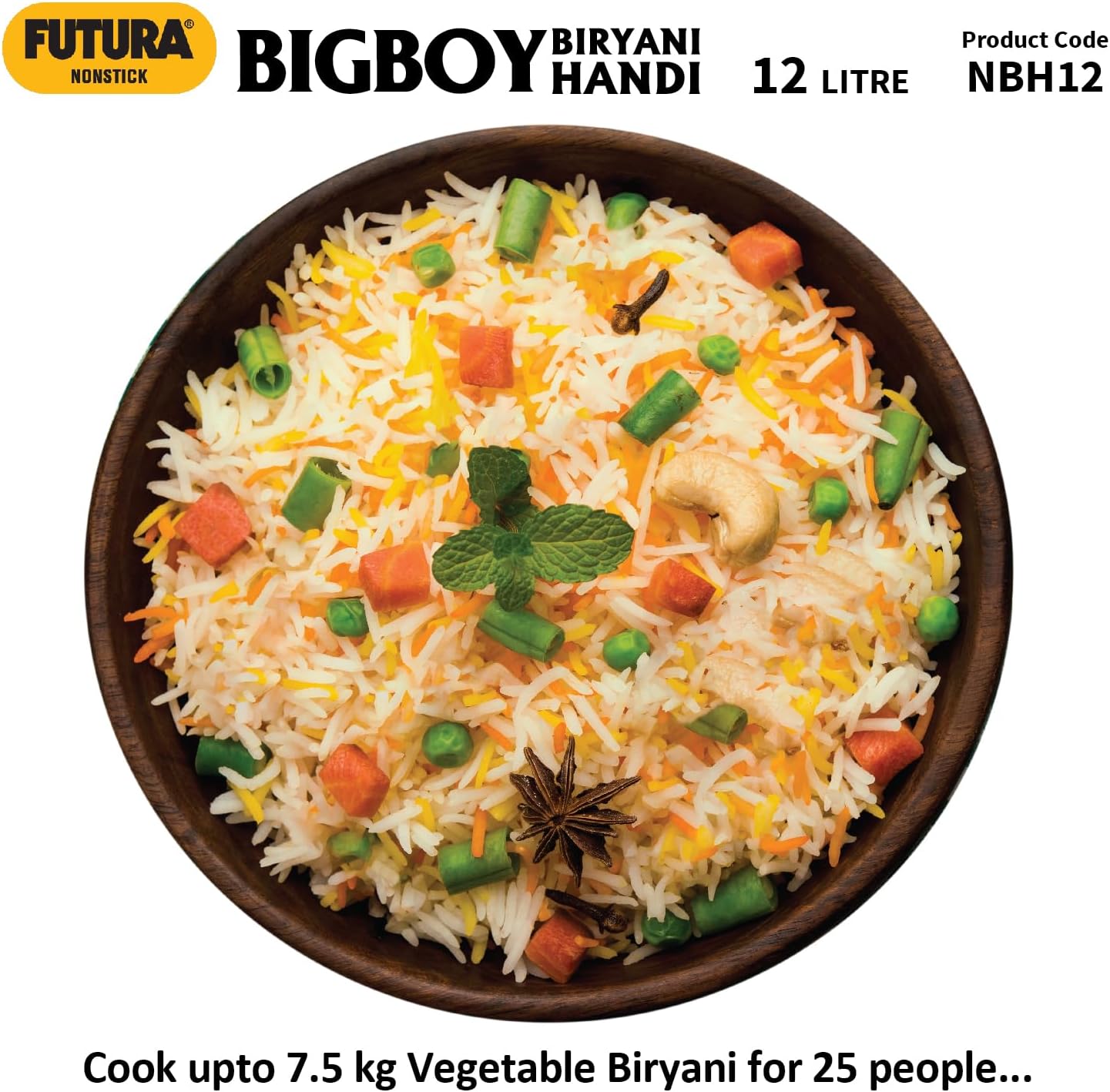 Hawkins Futura 12 Litre BigBoy Biryani Handi, Non Stick Pot