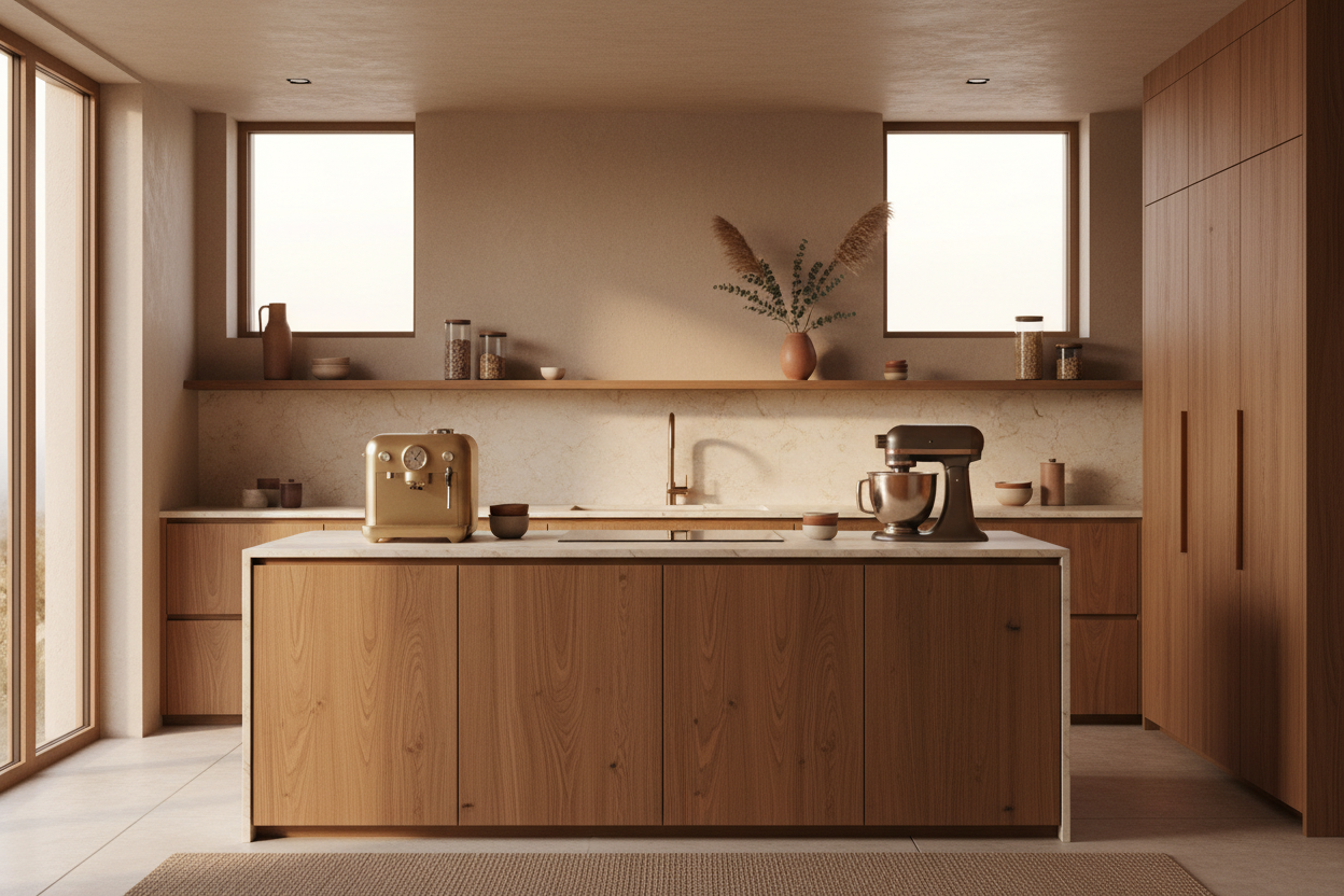 Modern kitchen with warm earthy tones